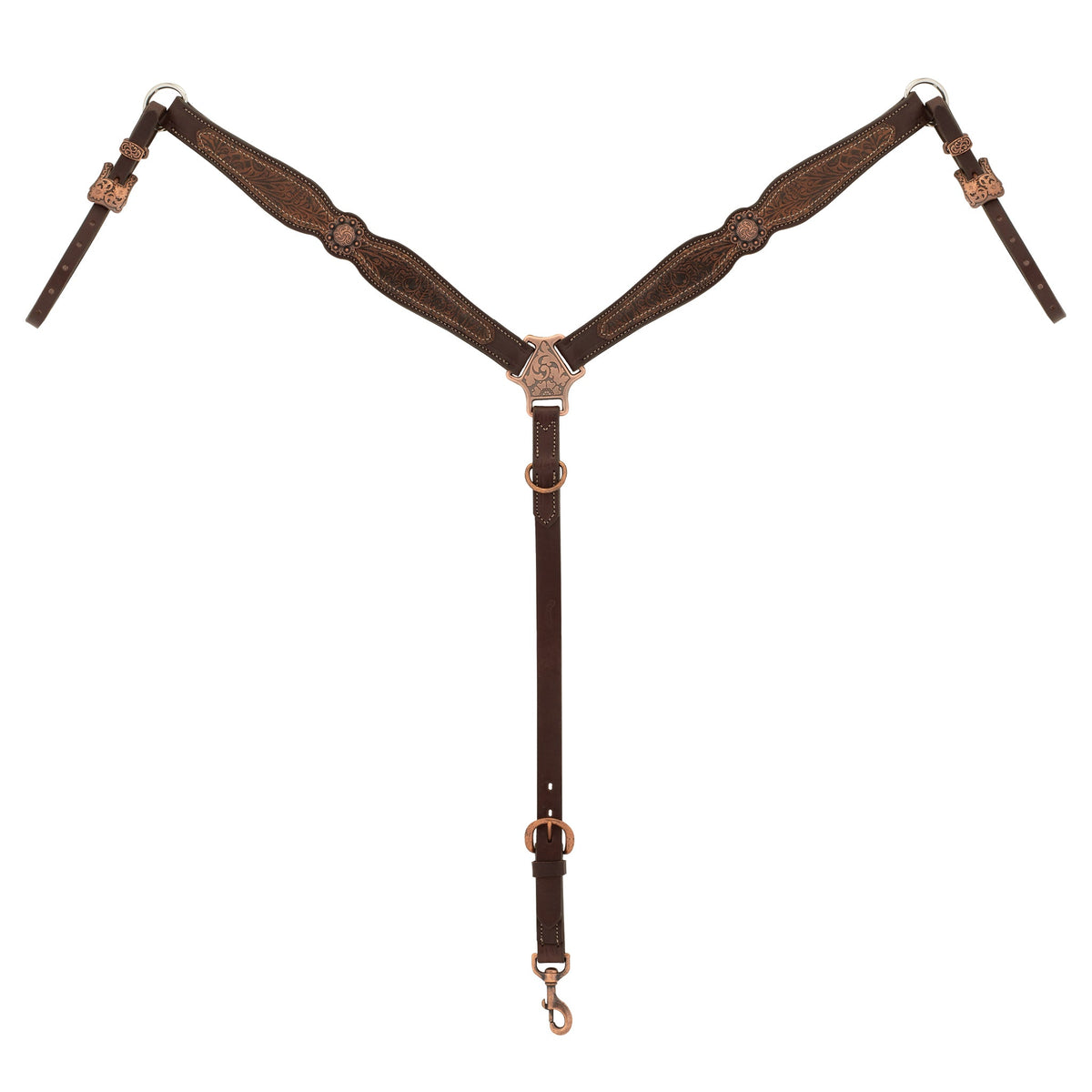 Floral Scalloped Leather Breast Collar – Antique Copper Western Horse Tack