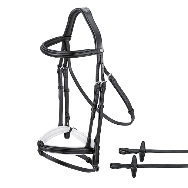 Harmony Comfort Combined Bridle – Premium Buffalo Leather English Bridle with Anatomical Headpiece & Matching Reins