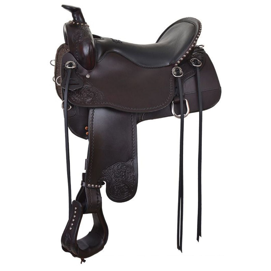 Endurance Balance Leather Saddle – Lightweight English-Style Western Saddle with Knee Rolls