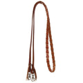 Premium Harness Leather Barrel Reins – Western Reins with Colorful Plait Detail