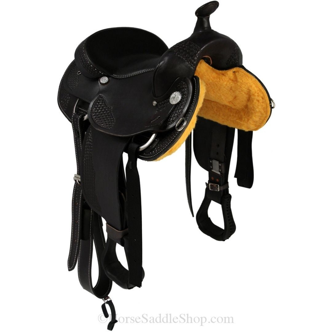 Walker Gaited Trail Saddle – Handcrafted Leather Saddle with Basket-Weave Detailing