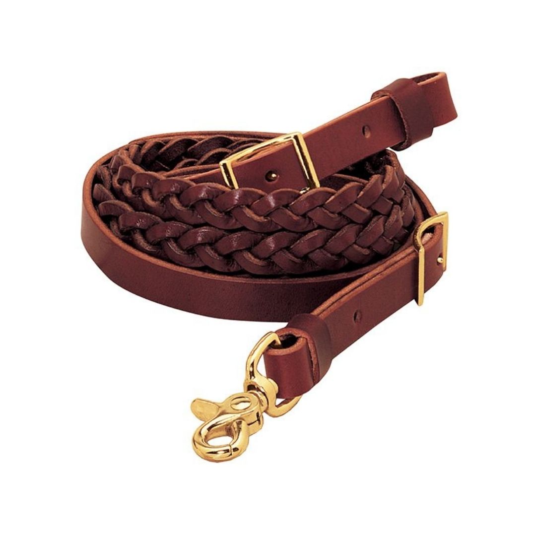 Premium Latigo Leather 3-Plait Roper Reins – Braided Western Roping Reins