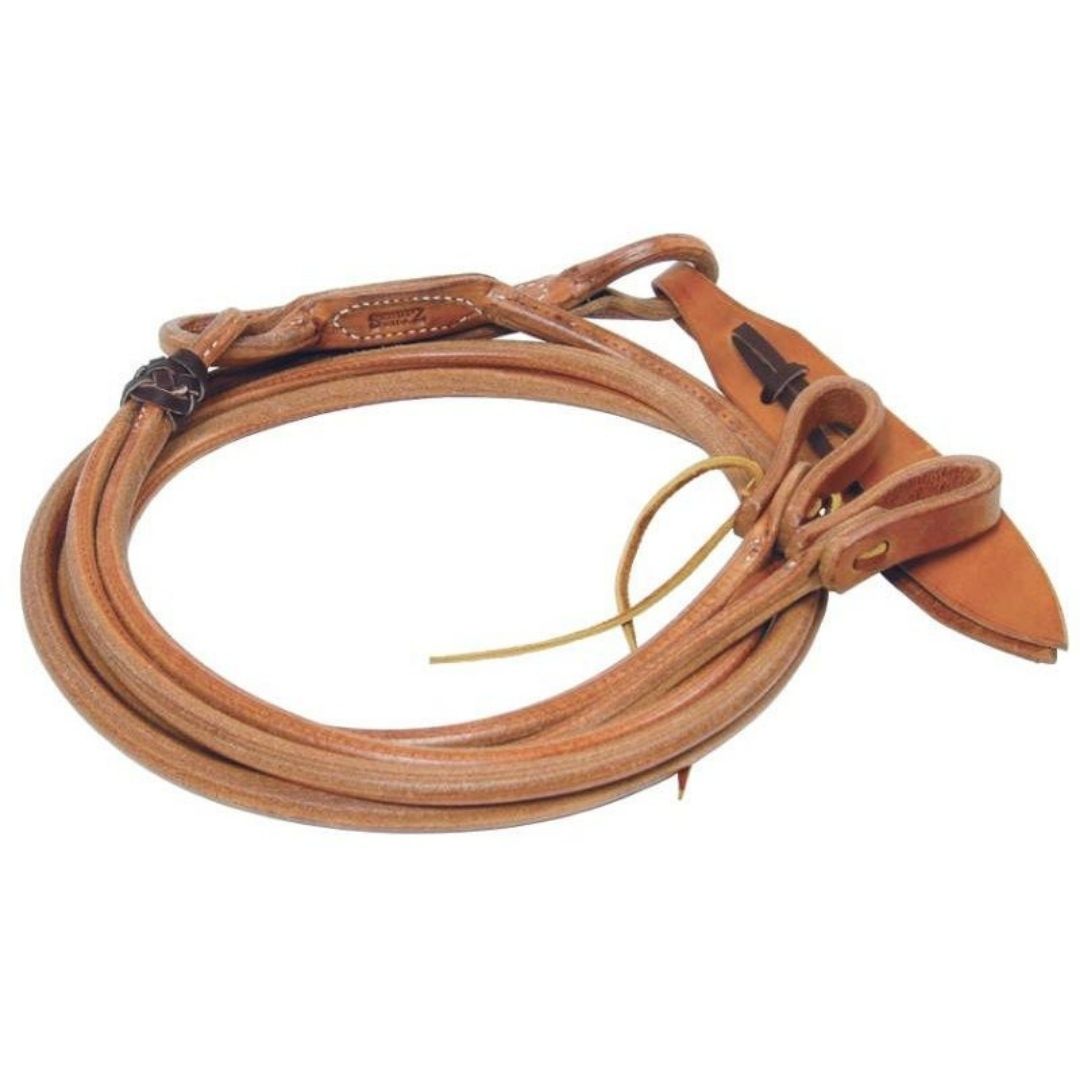 Premium Harness Leather Romal Reins – Rounded Western Reins with Waterloop Ends
