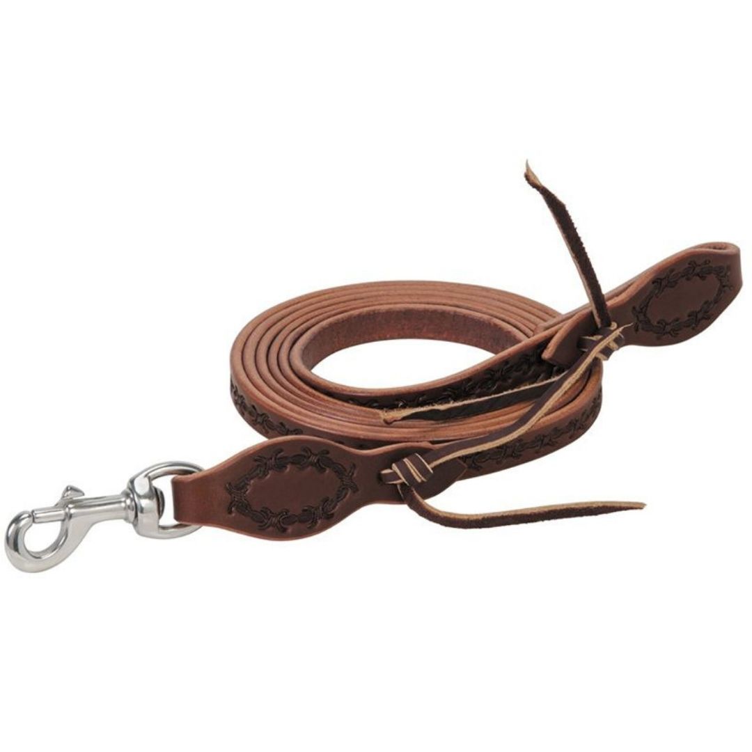 Premium Skirting Leather Barbed Wire Roper Reins – Western Ranch Reins